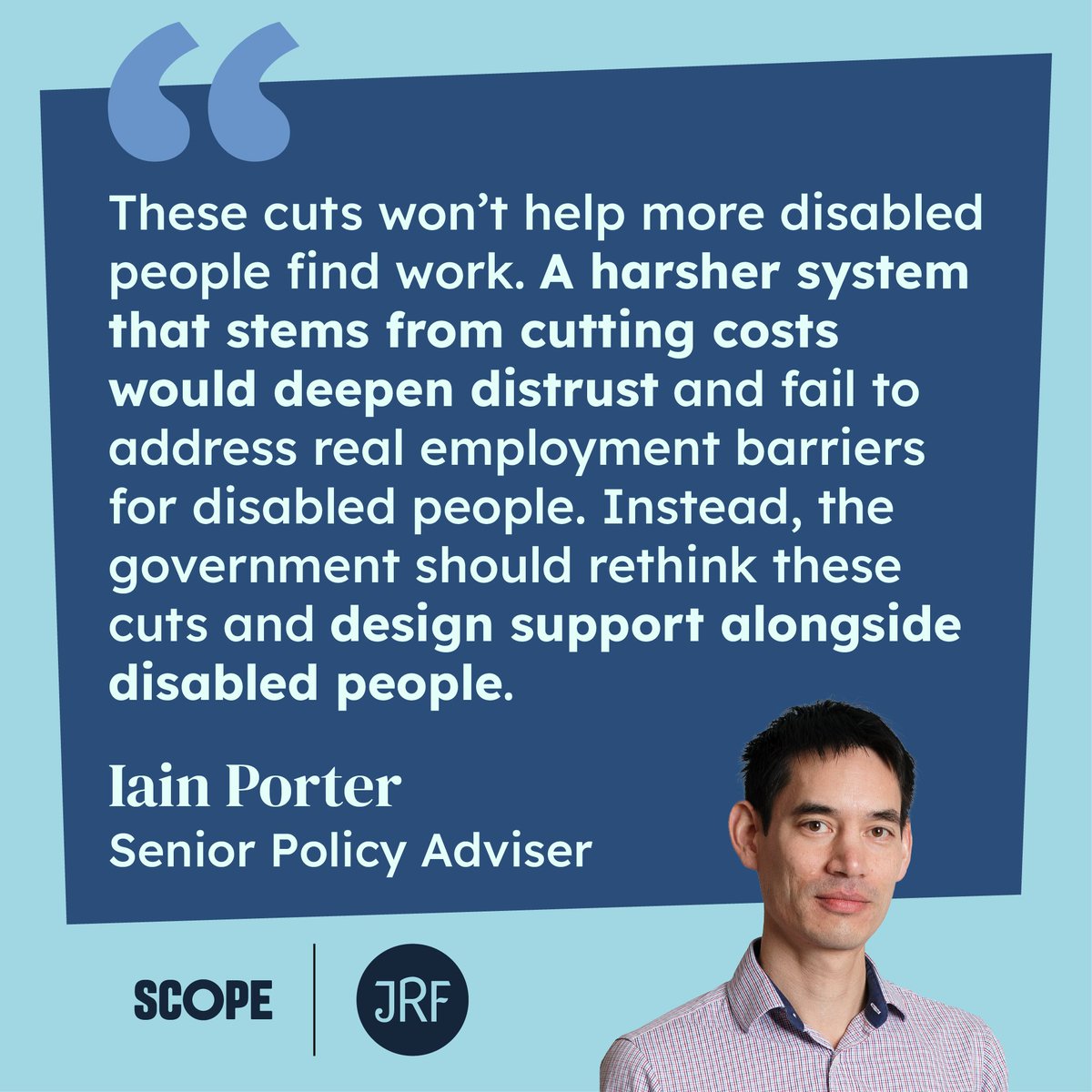 Disabled people must not bear the bulk of the risk in reformed health and disability benefit system

A quarter of adults on health-related UC used a food bank in the last year

A third were unable to afford to keep their house warm

Our report with <a href="/scope/">Scope</a>: jrf.org.uk/work/unlocking…