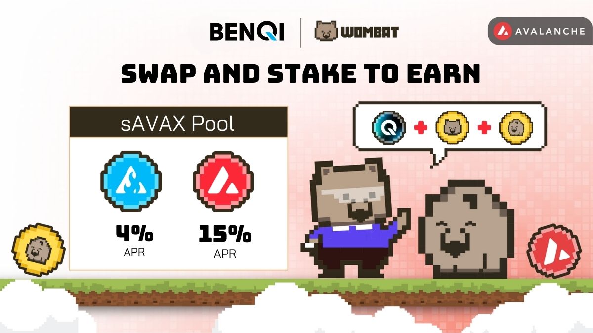 WombatExchange's tweet photo. 🔺 Bring the heat to @avax season! Warm up with @BenqiFinance $sAVAX pool on Wombat:

🌟 ~4% APR on $sAVAX
🌟 ~15% APR on $AVAX

Stake for rewards, fee sharing and lock in @wompets_ WPP for the next season! ✨ https://t.co/uLTLHnFgOf