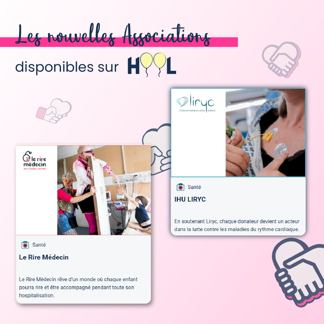 Notre panel d'associations s'est agrandi ! 🤩 Découvrez ces super assos qui entrent dans l'aventure HOOL !  
Soutenez les sur hool.fr grâce à nos chèques cadeaux solidaires en faisant un don gratuit !