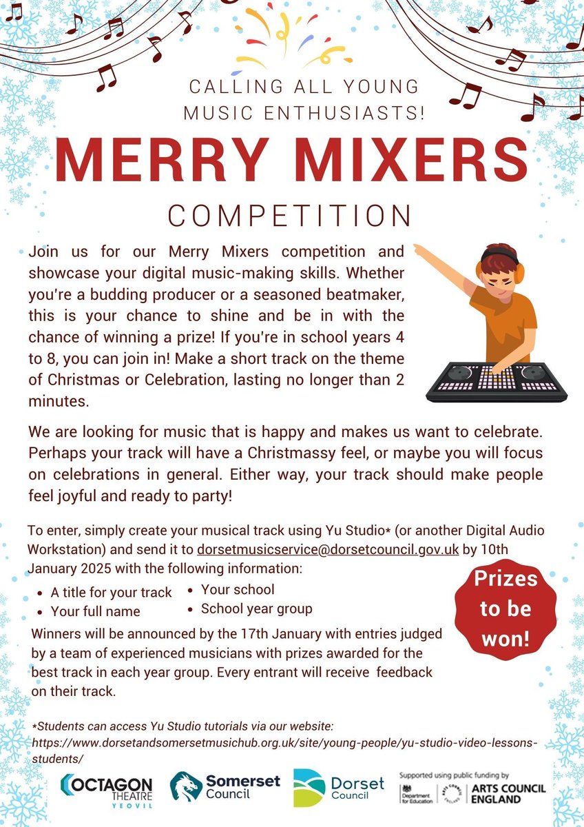 Give your pupils the gift of music this Christmas with Merry Mixers! 
We are delighted to launch our first digital music making competition for pupils in Years 4-8 to showcase their musical creativity!