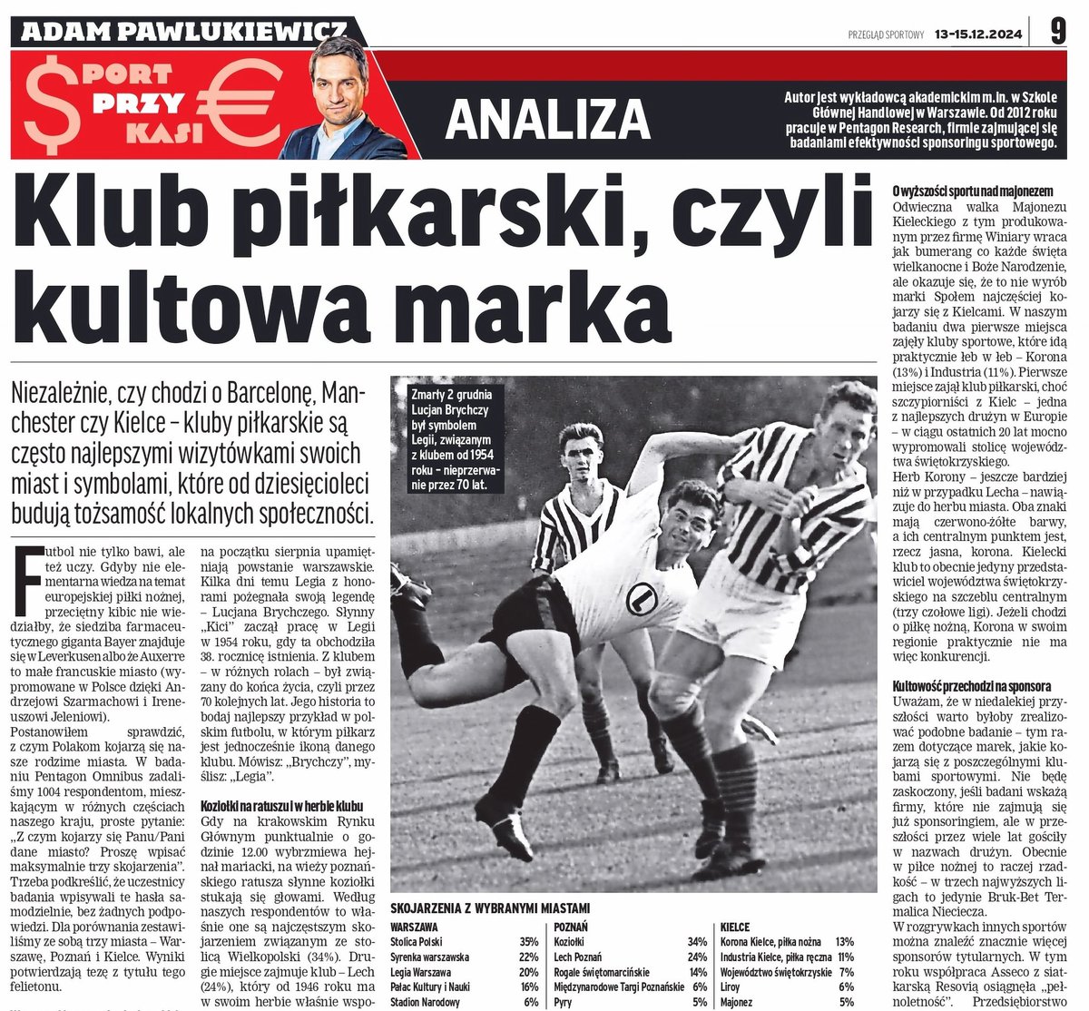 📊 Zbadaliśmy, z czym kojarzą się Polakom wybrane miasta – Warszawa, Poznań i Kielce. W każdym przypadku w ścisłej czołówce znajdowały się kluby piłkarskie. ⚽️ O sile ich kultowych marek przeczytacie w weekendowym <a href="/przeglad/">Przegląd Sportowy</a> – od dziś do kupienia w kioskach. 📰

#sports