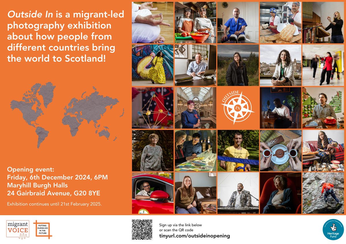 danielcalvert's tweet photo. At the launch of Outside In, the brilliant photography exhibition exploring how migration has brought the world to Scotland. It's available online and you can see the real thing at Maryhill Burgh Halls in Glasgow: https://t.co/YUuvT7yuZD @MigrantVoiceUK (photo: Anna Majewska) https://t.co/RlB2f2GjCs