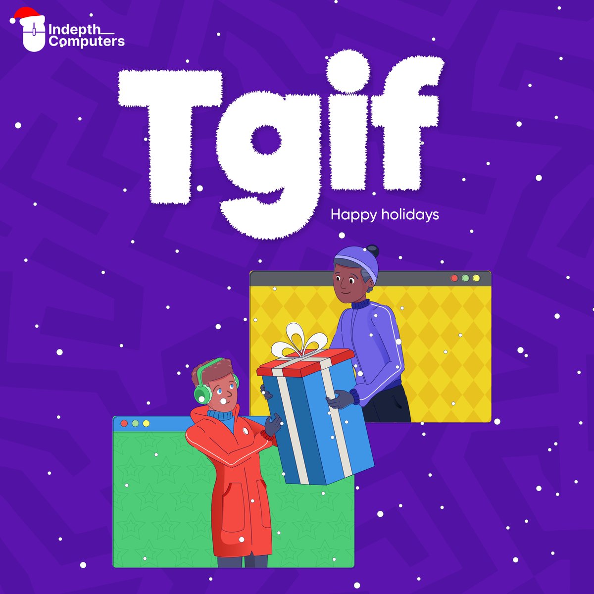 Indepthcomputer's tweet image. TGIF! ❄️ It&apos;s the season of giving and sharing joy. Indepth Computers wishes you a cheerful holiday filled with tech-inspired creativity and warmth. 🌟 #TGIF #HappyHolidays #IndepthComputers
