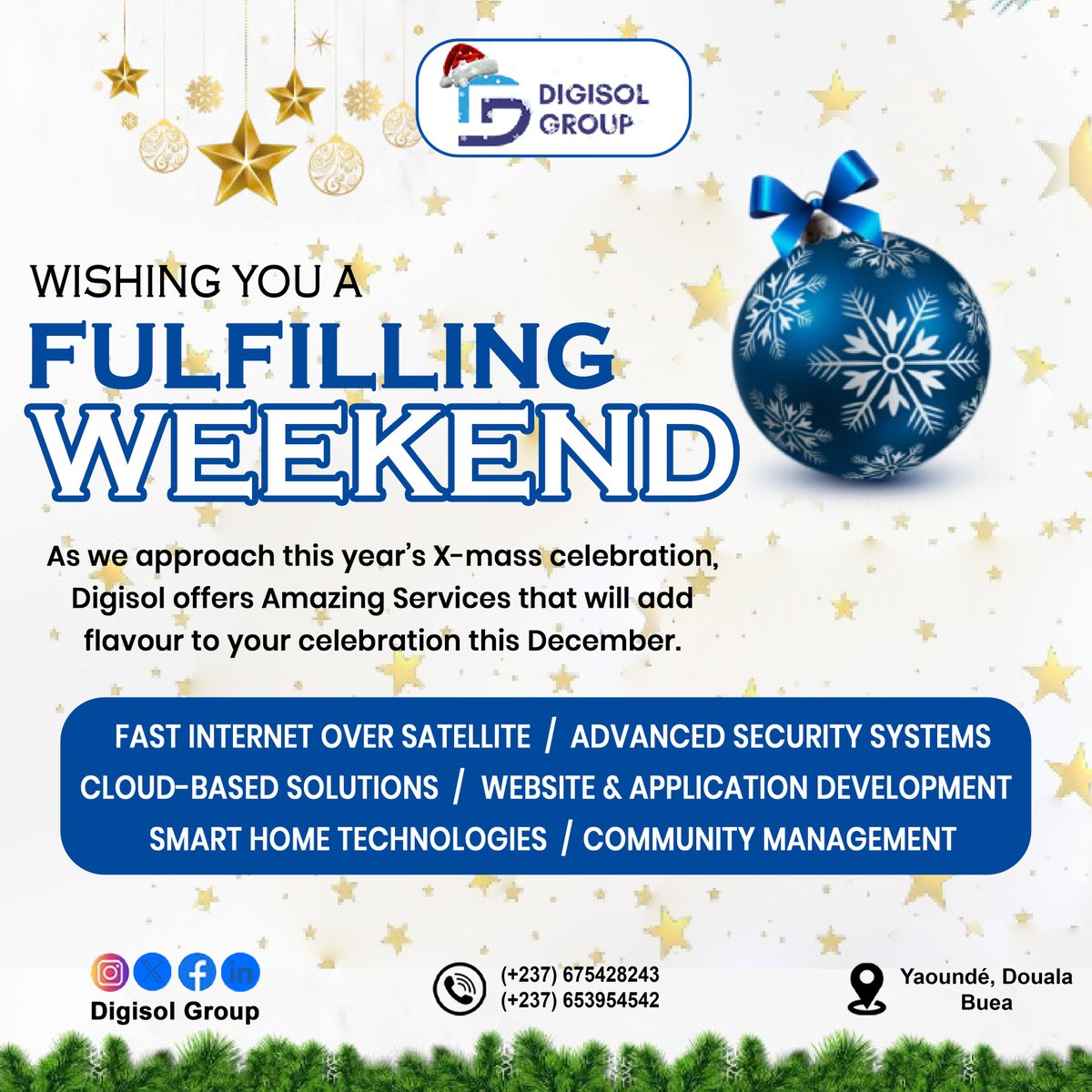 DigisolGroup's tweet photo. "Cheers to the weekend! 🎉 As you unwind, let us keep you connected with blazing internet and secure with advanced CCTV solutions. 🌐🔒 
Wishing you a relaxing &amp; productive weekend! 
#HappyWeekend #TechWithCare https://t.co/i6LChepiXa