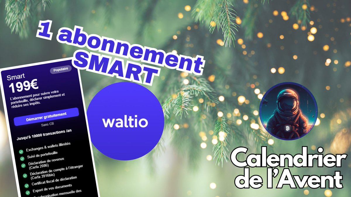 Astro_Crypto_'s tweet image. CALENDRIER DE L’AVENT [13/24] 🎅

Waltio, l’outil pour optimiser vos déclarations fiscales crypto, vous offre un abonnement Smart d’un an d’une valeur de 199€ 🎁

👉 Pour jouer :

🔹 Follow @Get_Waltio &amp;amp; @LeCryptonome

🔹 Like + RT

📅 Résultat dans 4 jours

À vous de jouer 🎄