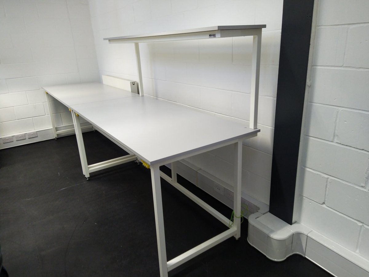 LabTables's tweet photo. Custom ESD dissipative lab tables designed and manufactured in-house and installed by our team for our client Exobotics - including fixed 18mm MDF shelves and an 18mm MDF worktop with dissipative laminate.
 
#LabTable #MadeInBritain #MadeInYorkshire #EnablingScience #LabFurniture https://t.co/FrLM1KUqyG