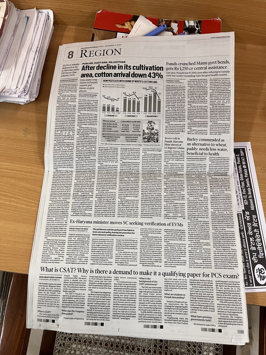 SekhonZorawar's tweet photo. Our Issue got covered by @IndianExpress in today's issue i.e 13/12/24. It is about time that the @BhagwantMann led govt pays attention to our long pending demand and make CSAT qualifying in nature on the lines of UPSC and other states. @CMOPbIndia @CsPunjab @BhagwantMann https://t.co/NAxW29stVb