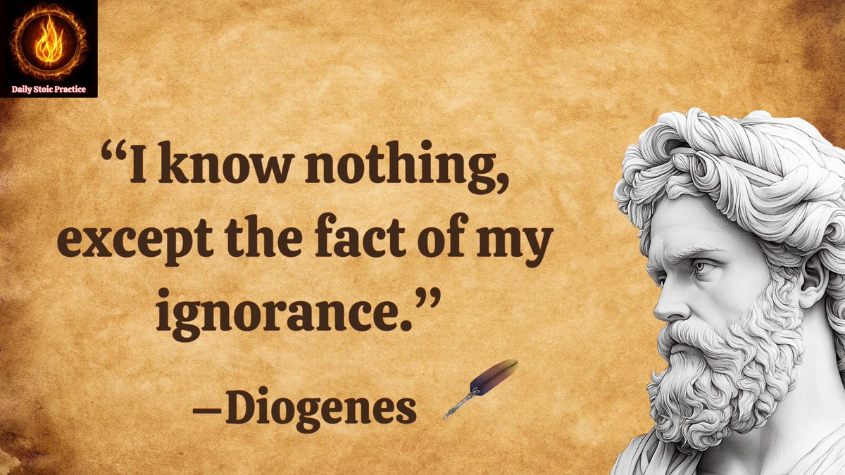 StoicPractice's tweet photo. “I know nothing, except the fact of my ignorance.” –Diogenes

#diogenes  #dailystoicpractice https://t.co/iNvJPvxHdu