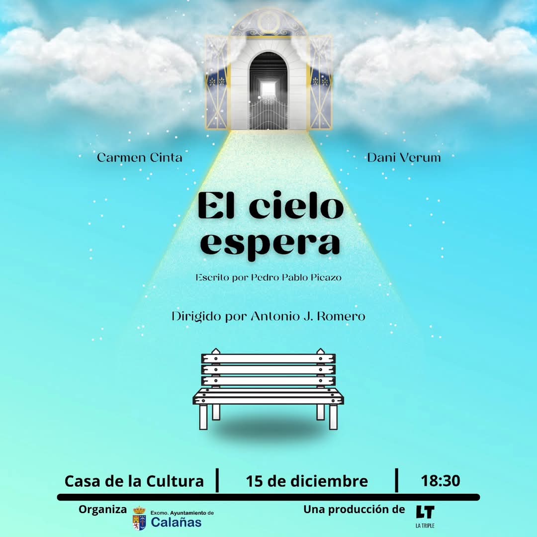 Nueva representación de mi texto "El Cielo Espera" el 15 de diciembre en Calañas (Huelva) dirigida por #AntonioJRomero con #carmencinta y <a href="/daniverum/">Dani Verum</a> Una obra que nació como texto breve y que gracias a su éxito creció a obra larga.¡Gracias #LaTripleTeatro por darle vida de nuevo!