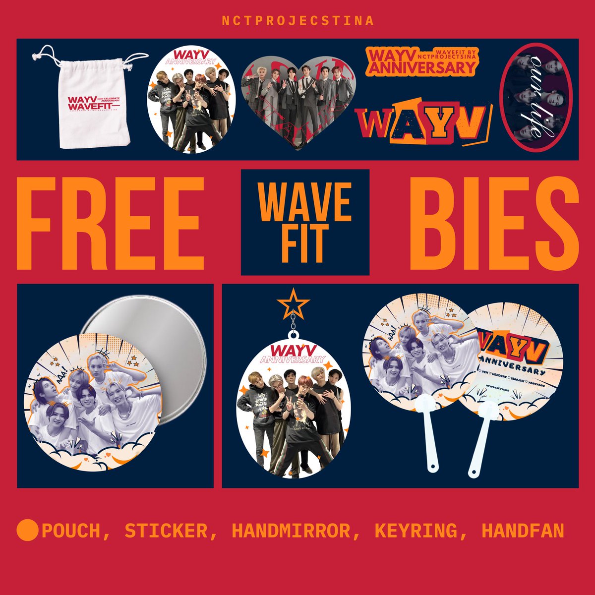 nctprojectsina's tweet photo. Freebies youโll get at WaveFit: Zumba with Wayzennie!
๐ Exclusive pouch
โจ Fun sticker collection
๐ Handmirror to carry your style everywhere
๐ Cute keyring to remember the day
๐ฌ๏ธ Cool handfan to keep you refreshed
#WaveFit #WayVAnniversary #WayzenniEvent #nctprojectsina https://t.co/BHRJdxTITX