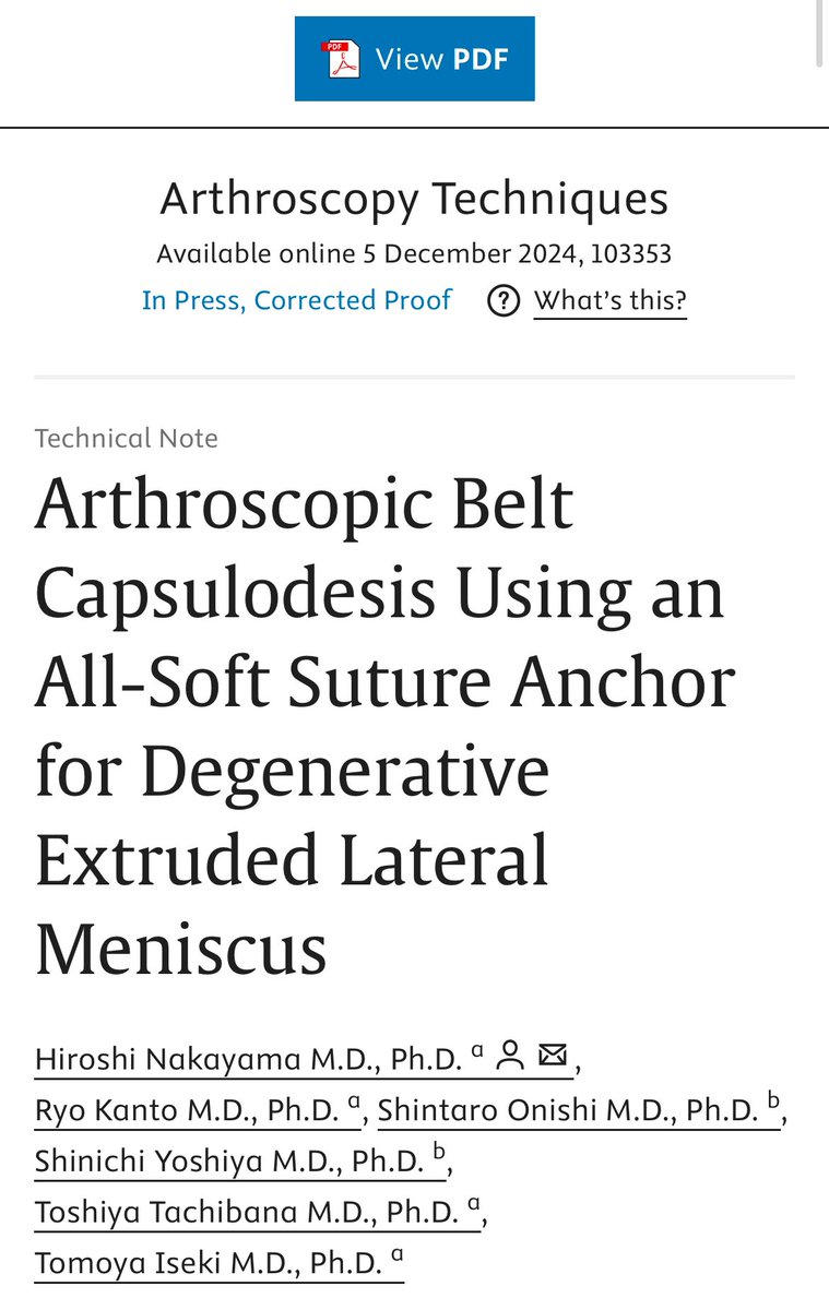 hiroshi0273's tweet image. ISAKOSがABC法の論文を紹介してくれました🦵

ISAKOS introduced my paper on the ABC method. 🦵

sciencedirect.com/science/articl…

#sigmax 
#オリンパス 
#arthrex 
#trispreserverose 
#medicad 
#東陽テクニカ
#膝周囲骨切り術
#arhtroscopicbeltcapsulodesis
#内側半月板逸脱
#半月板縫合
#ABC法