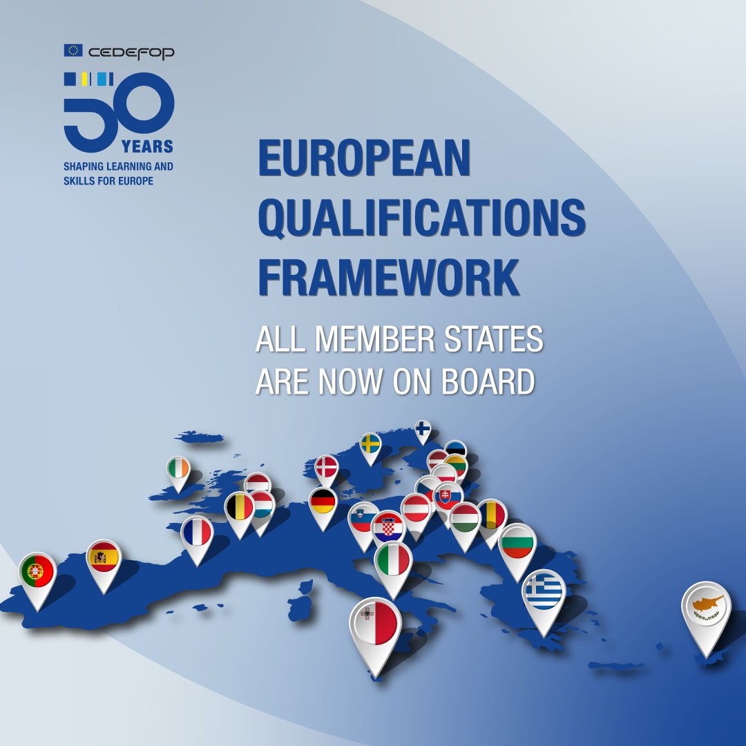 EQF news: 🇪🇸 is in!

📍✅Following the endorsement of the Spanish referencing report by the EQF Advisory Group, all 27 🇪🇺 member  states have now referenced their National Qualifications Frameworks (NQF), to the European Qualifications Framework (EQF).

 🔗cedefop.europa.eu/en/news/europe…