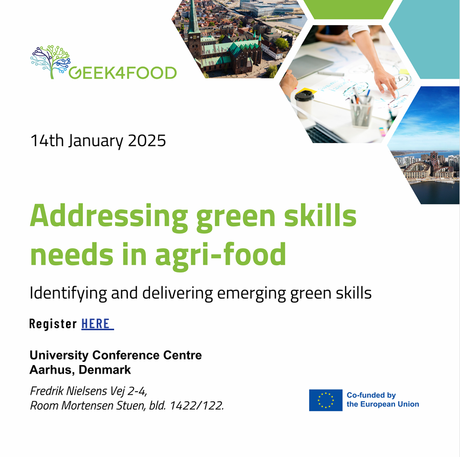 4CF_foresight's tweet photo. 🌿 Excited for “Addressing Green Skill Needs in #AgriFood” in Aarhus, Denmark! Join @bartek_frack &amp; experts on Jan 14, 2025, to shape a sustainable agri-food future. 🌍 #GEEK4Food #GreenSkills #FuturesLiteracy https://t.co/59aH6t23Xa