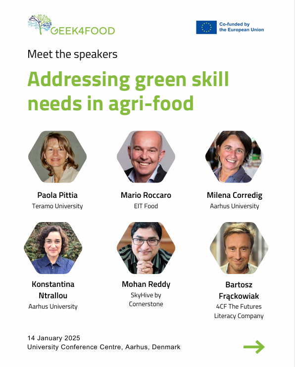 4CF_foresight's tweet photo. 🌿 Excited for “Addressing Green Skill Needs in #AgriFood” in Aarhus, Denmark! Join @bartek_frack &amp; experts on Jan 14, 2025, to shape a sustainable agri-food future. 🌍 #GEEK4Food #GreenSkills #FuturesLiteracy https://t.co/59aH6t23Xa