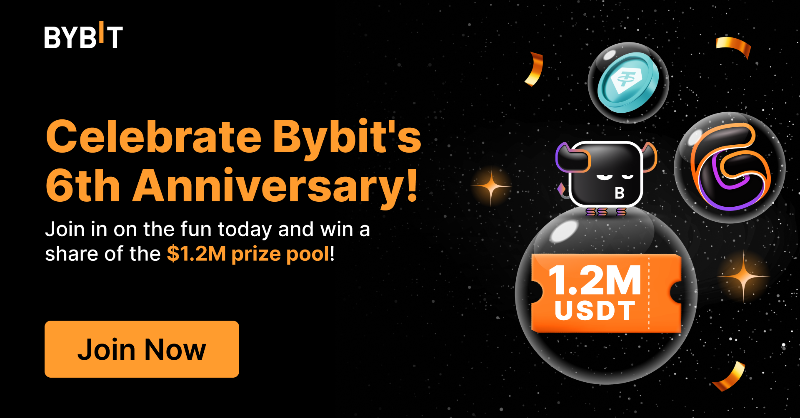 Bybit_Official's tweet photo. 🎉 Build. Transform. Supercharge!

Celebrate Bybit’s 6th anniversary and win a share of the $1,200,000 prize pool! 🚀

🫵 Register Now to Start!