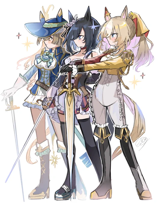 #今年も残りわずかなので今年一番伸びた絵を貼るウマ娘三銃士 