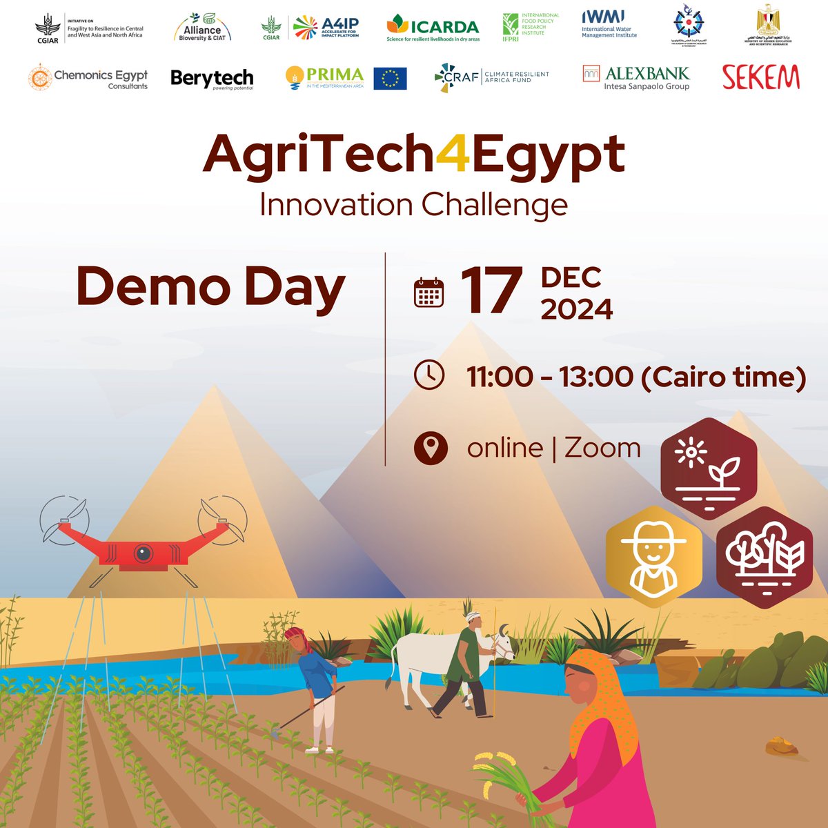Join us for #AgriTech4Egypt Innovation Challenge, Demo Day, where IWMI's #AlMurunah project will pitch their solutions to the Selection Committee.

📅 11:00-13:00 (Cairo time), Dec 17 
📍Register at: on.cgiar.org/4gjArV9

<a href="/ICARDA/">ICARDA</a> <a href="/CGIAR/">CGIAR</a> <a href="/IFPRI/">IFPRI</a> <a href="/mahazubi/">Maha Al-Zu'bi 🇯🇴🇨🇦</a> <a href="/BiovIntCIAT_eng/">Alliance of Bioversity International and CIAT</a>