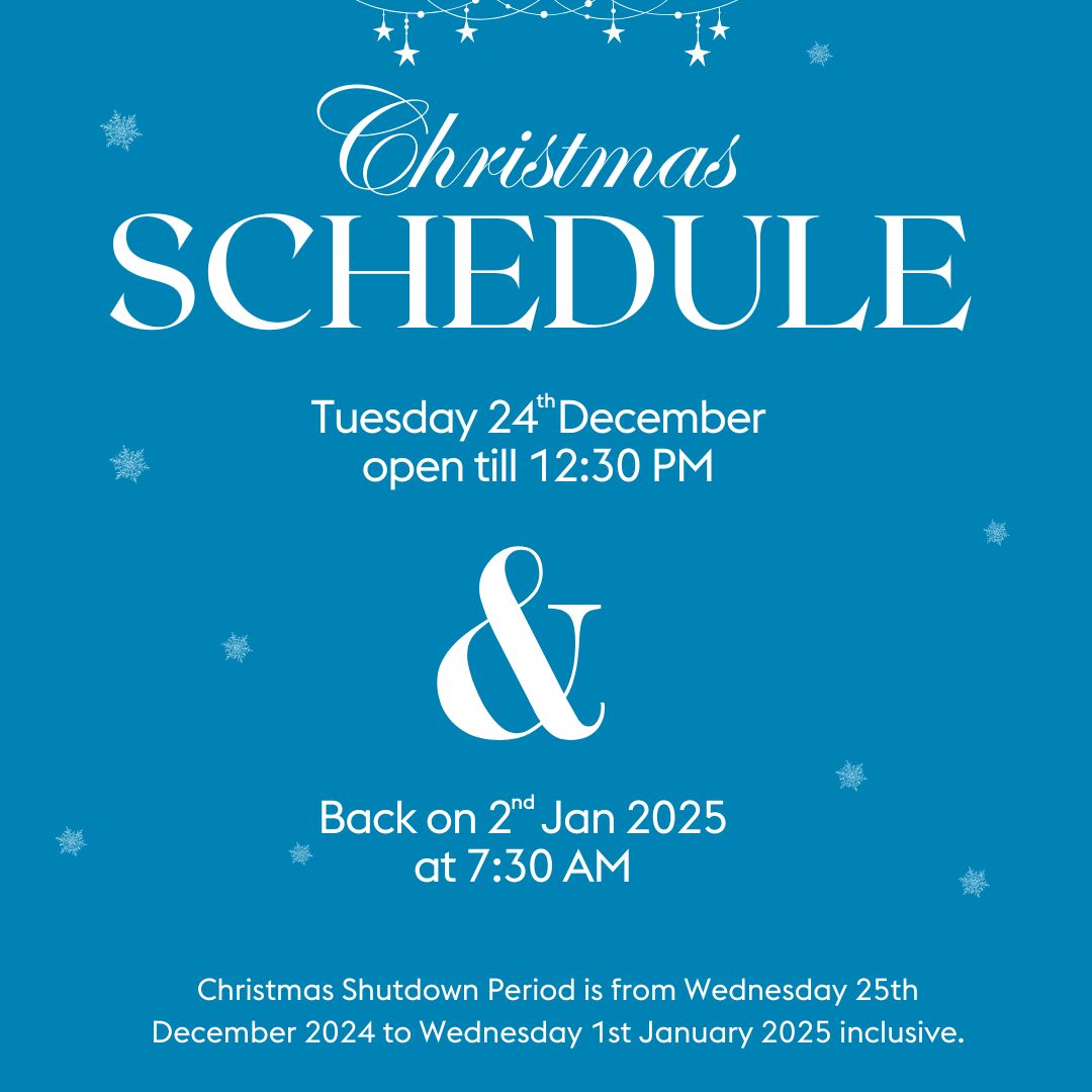 🎄 Christmas Shutdown Schedule 🎄
 
Our operating hours:
 
 Tuesday, 24th December 2024: Open until 12:30 PM
 Christmas Shutdown: From Wednesday, 25th December 2024 to Wednesday, 1st January 2025 (inclusive)
 
 Reopening: Thursday, 2nd January 2025 at 7:30 AM
 
 #TrustMetsec