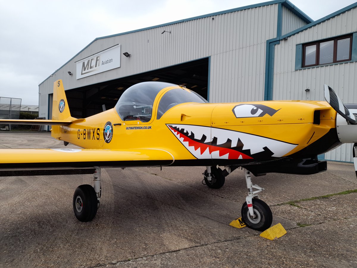 MCAAviation's tweet photo. The first of three Slingsby T67M260 aircraft from Ultimate High has arrived at MCA for an Avionics refresh. @HiUlt @Flyer_Magazine @pilot_mag @GarminUK https://t.co/FlU1a7u8SJ