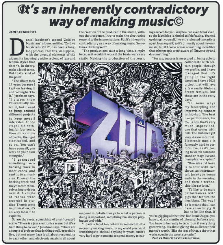 ZOiD (@zoidan) on Twitter photo thanks <a href="/jameshendicott/">James Hendicott</a> and <a href="/DublinGazette/">Dublin Gazette Newspapers</a> - review/interview of ZOiD Vs Musicians Vol 2 in the December edition! thanks <a href="/jameshendicott/">James Hendicott</a> and <a href="/DublinGazette/">Dublin Gazette Newspapers</a> - review/interview of ZOiD Vs Musicians Vol 2 in the December edition!