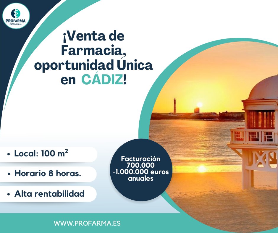 ProfarmaP's tweet image. Venta de farmacia ¡Oportunidad única en Cádiz! #profarma #transmisiondefarmacias #farmacias #expertosenfarmacia #farmaciasenventa #compradefarmacias #comprayventadefarmacias #financiacionfarmacia