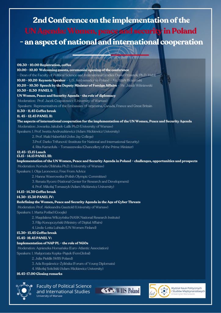 WIIS Poland (@wiispoland) on Twitter photo Join us for the 2nd conference on the #WPS agenda! 🗓️ Dec. 19, 2024 at the <a href="/WNPiSM/">WNPiSM UW</a>, <a href="/UniWarszawski/">Uniwersytet Warszawski</a>. Keynote Speaker: Mark Brzezinski, U.S. Ambassador to Poland <a href="/USAmbPoland/">Ambasador USA w Polsce</a> <a href="/USEmbassyWarsaw/">US Embassy Warsaw</a> Our leaders <a href="/AGasztold/">Aleksandra Gasztold</a> & <a href="/KoraOblinska/">Kora Oblińska</a> invite you to register: docs.google.com/forms/d/e/1FAI… Join us for the 2nd conference on the #WPS agenda! 🗓️ Dec. 19, 2024 at the <a href="/WNPiSM/">WNPiSM UW</a>, <a href="/UniWarszawski/">Uniwersytet Warszawski</a>. Keynote Speaker: Mark Brzezinski, U.S. Ambassador to Poland <a href="/USAmbPoland/">Ambasador USA w Polsce</a> <a href="/USEmbassyWarsaw/">US Embassy Warsaw</a> Our leaders <a href="/AGasztold/">Aleksandra Gasztold</a> & <a href="/KoraOblinska/">Kora Oblińska</a> invite you to register: docs.google.com/forms/d/e/1FAI…