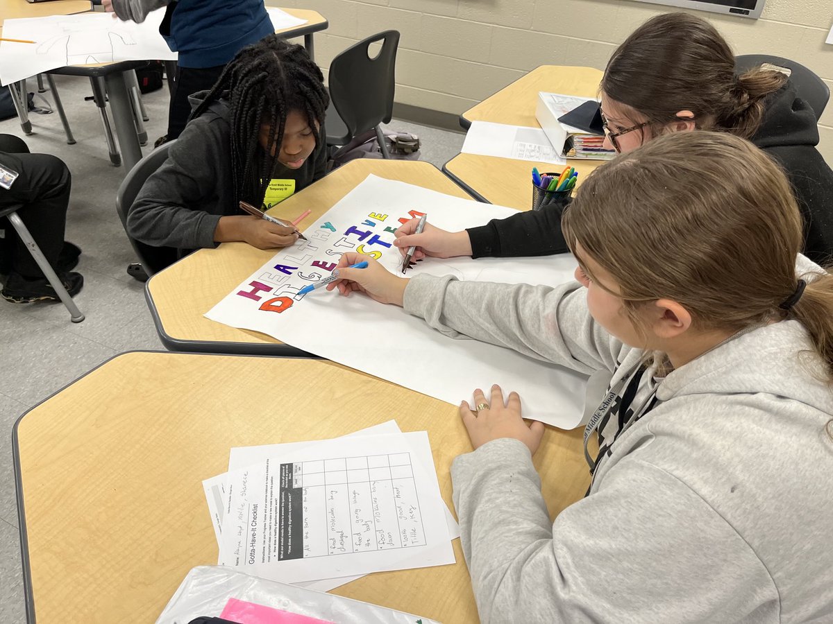 Celebrating learning the digestive system in Science. Students creating and reviewing together. #warhawksrule