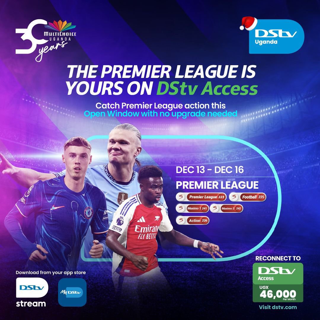 LynMaisha's tweet photo. Two giants, one city, the Manchester Derby is here and so is the Premier League #OpenWindow on Dstv.
All games are available on DStv Access which goes for just UGX 46,000! 🎁
#ChooseJoy #DStvHoliday https://t.co/ufRN2pOcpA