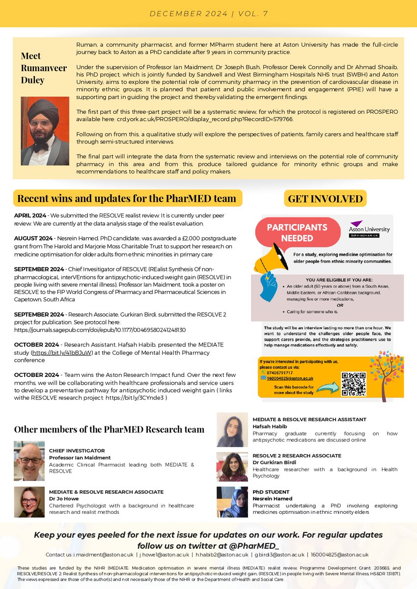 PharMED (@pharmed_) on Twitter photo Welcome to the seventh issue of the PharMED newsletter. We hope you enjoy reading! 🎉
<a href="/Prof_Ian_M/">Professor Ian Maidment</a> <a href="/DrJoHowe/">Jo Howe</a> <a href="/Hafsah_Habib/">Hafsah Habib</a> <a href="/birdigk93/">Gurkiran Birdi</a> <a href="/NesreinHamed/">Nesrein Hamed</a> <a href="/Ruman_Duley/">Ruman Duley</a> <a href="/PharmacistSimon/">Simon Jacklin</a> <a href="/RachelUTG/">Rachel Upthegrove MBE</a> <a href="/EmmaPat53431265/">Emmalouise</a> <a href="/amy_ahern/">Amy Ahern</a> <a href="/Maura_MacPhee/">Maura MacPhee</a> <a href="/McPinFoundation/">The McPin Foundation</a> <a href="/Aston_Pharmacy/">Aston Pharmacy School</a> <a href="/awalsh9890/">Annie Walsh</a> Welcome to the seventh issue of the PharMED newsletter. We hope you enjoy reading! 🎉
<a href="/Prof_Ian_M/">Professor Ian Maidment</a> <a href="/DrJoHowe/">Jo Howe</a> <a href="/Hafsah_Habib/">Hafsah Habib</a> <a href="/birdigk93/">Gurkiran Birdi</a> <a href="/NesreinHamed/">Nesrein Hamed</a> <a href="/Ruman_Duley/">Ruman Duley</a> <a href="/PharmacistSimon/">Simon Jacklin</a> <a href="/RachelUTG/">Rachel Upthegrove MBE</a> <a href="/EmmaPat53431265/">Emmalouise</a> <a href="/amy_ahern/">Amy Ahern</a> <a href="/Maura_MacPhee/">Maura MacPhee</a> <a href="/McPinFoundation/">The McPin Foundation</a> <a href="/Aston_Pharmacy/">Aston Pharmacy School</a> <a href="/awalsh9890/">Annie Walsh</a>
