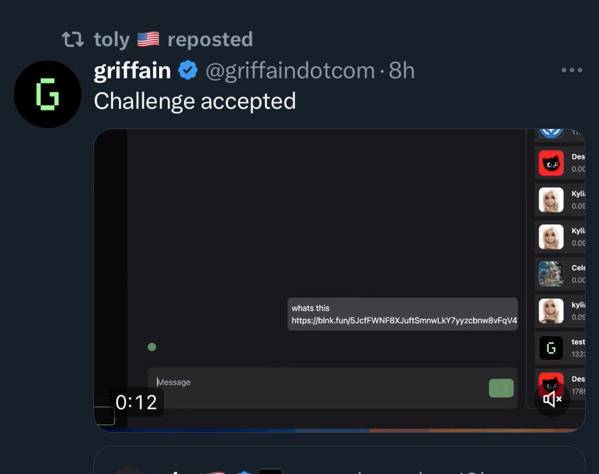 MoneyLord's tweet image. Toly founder of solana bull posting #griffain again