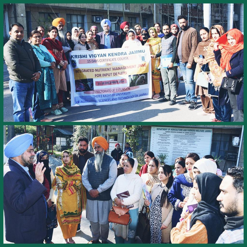 statevision10's tweet photo. INM trainees interacted with Director #Agriculture Jammu, S. A.S Reen, during exposure visit on #IntegratedNutrientManagement (INM) for agricultural input dealers. 30 participants from Jammu, Kathua, Kupwara, Anantnag, and Baramulla districts visited @diprjk @OfficeOfLGJandK https://t.co/wgI3gOKJVo