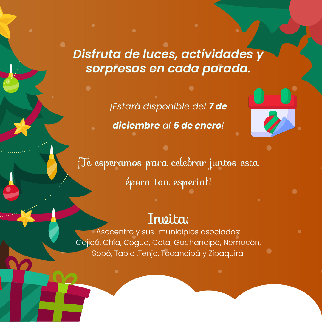 🎄✨ ¡La magia de la Ruta Navideña de Oficios, Sabores y Saberes ya comenzó!

🌟 Recorre los 11 municipios de Sabana Centro y vive una experiencia inolvidable llena de luces, actividades y sorpresas en cada parada. 🌠🍴🎶

#RutaNavideñaSabanaCentro #OficiosSaboresYSaberes