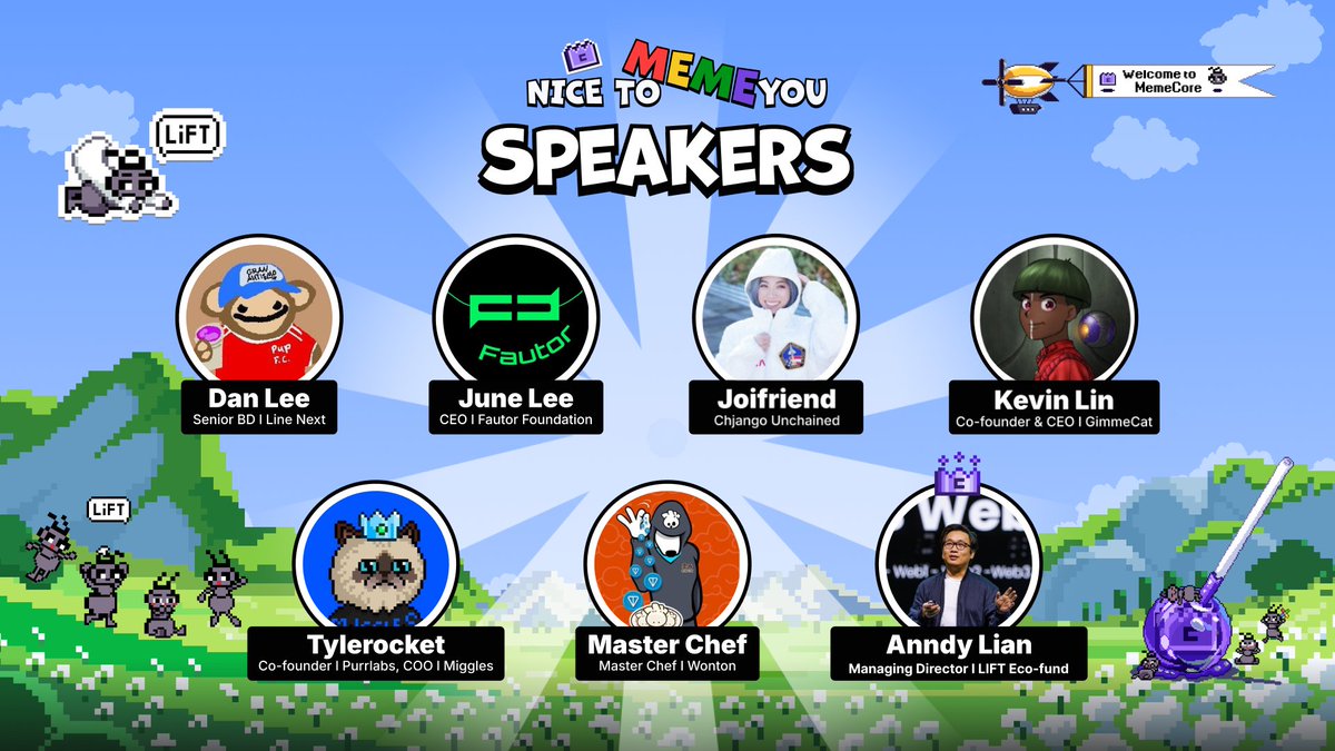 MemeCore_ORG's tweet photo. Introduce our speakers for NICE TO MEME YOU!

See you at Tempo House🐜🐜

Let’s Meme up!!💪

#LineNext @fautor_official @myjoi_ai @GimmeCatGame @MrMigglesOnBase @WONTONorg @anndylian https://t.co/tjvEKkdxcQ