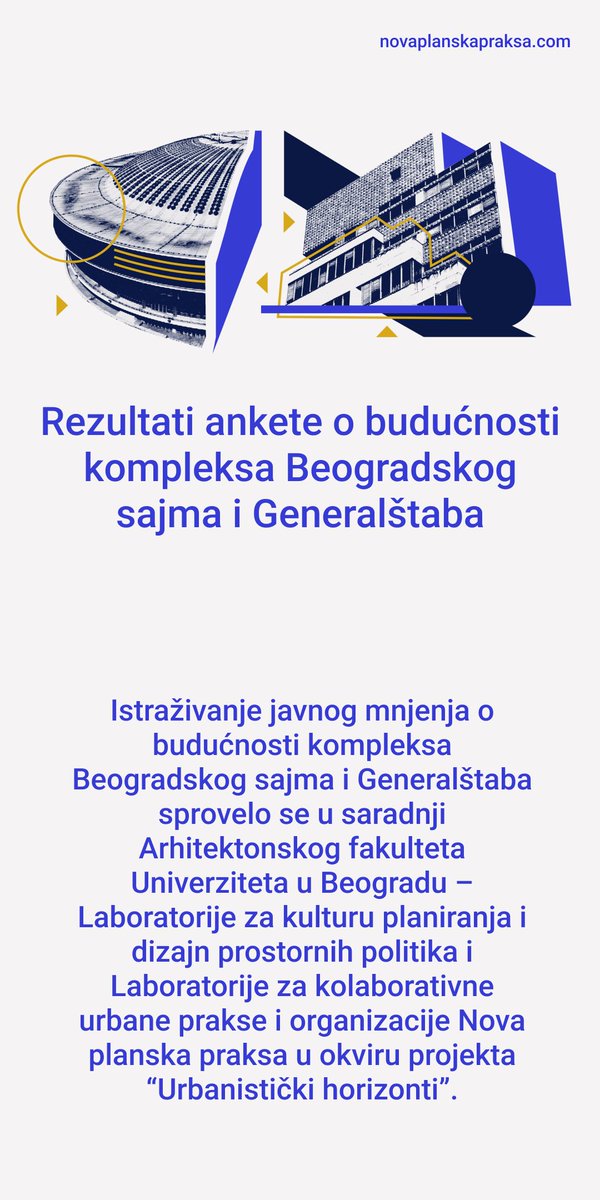 NPPbaza's tweet photo. Sproveli smo anketu o budućnosti kompleksa Beogradskog sajma i Generalštaba koja je za cilj imala da prikupi mišljenja šire javnosti o očuvanju i unapređenju ovih važnih kulturnih dobara naše zemlje, koja su značajno ugrožena skorašnjim odlukama Vlade Republike Srbije. https://t.co/Q7jjSkgUmW