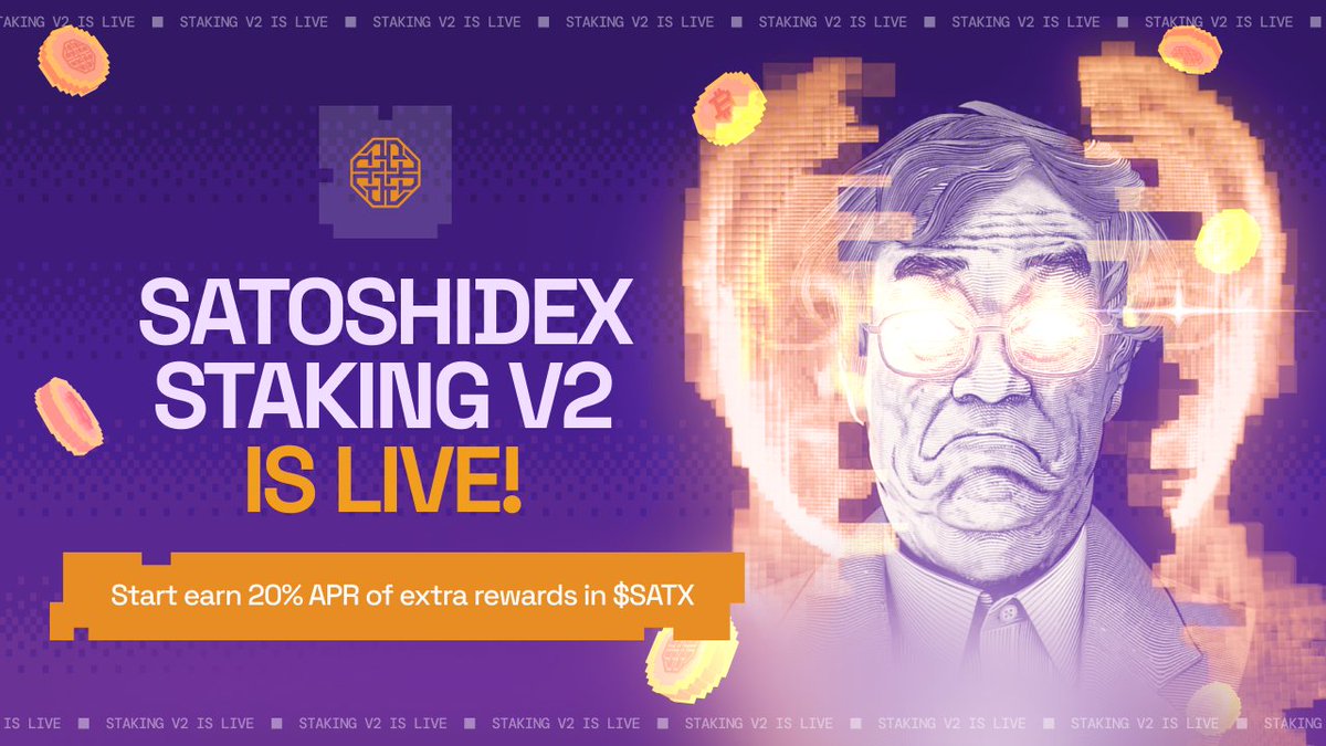 🚨 $SATX STAKING V2 IS LIVE!

All $SATX HODLers can earn 20% APR of extra rewards in $SATX.

🔗 Start Now: satoshidex.ai/staking

By staking, you’re not just earning rewards – you’re contributing to the security of the ecosystem.

Be a part to develop and enhance the #Bitcoin