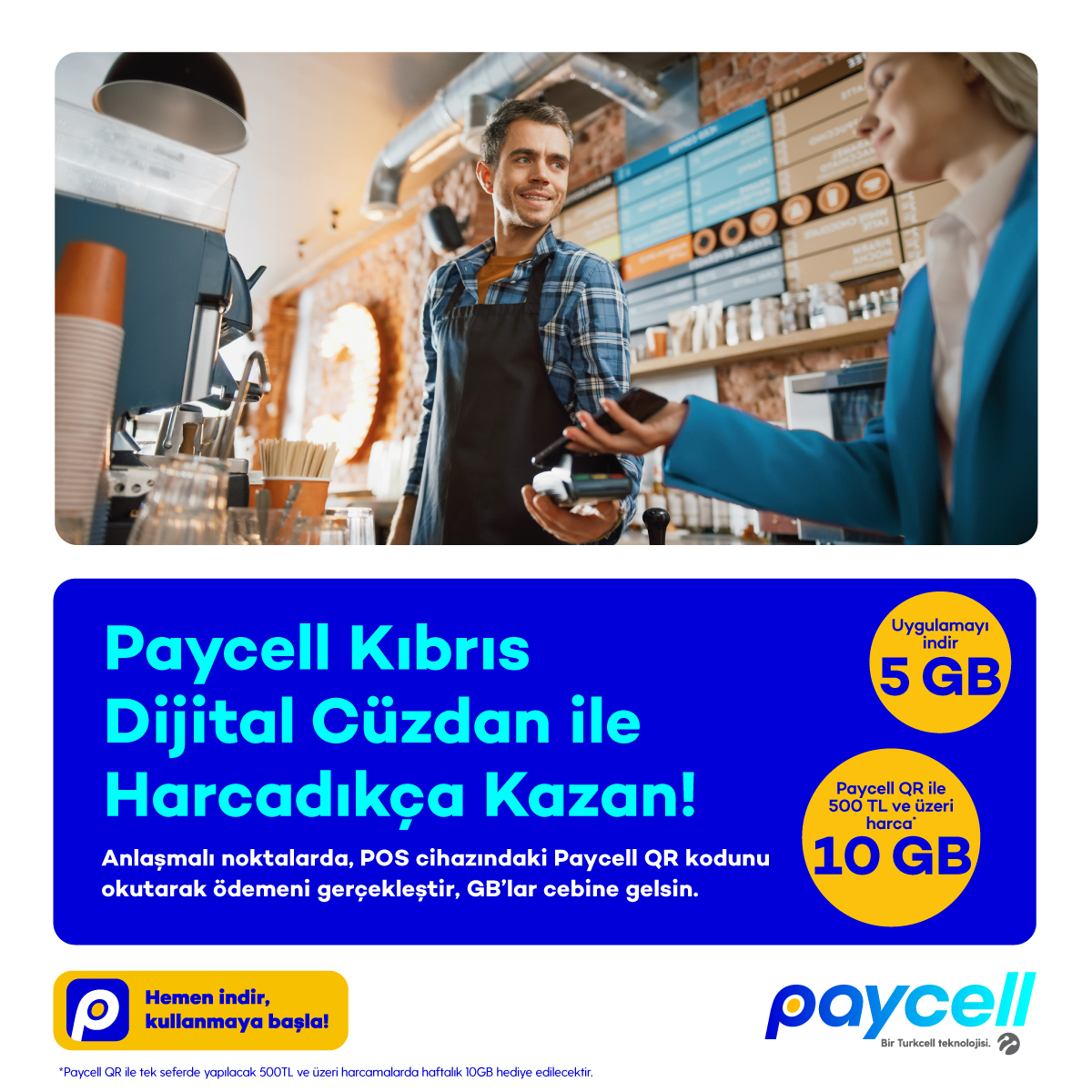 KKTCELL's tweet photo. Paycell Kıbrıs ile harcadıkça kazan! 🎉
Paycell Dijital Cüzdan oluşturanlar 5 GB, anlaşmalı noktalarda Paycell QR ile tek seferde 500TL ve üzeri ödeme yapanlar 10 GB hediye internet kazanıyor!✨📲
Daha fazla bilgi için ▶ https://t.co/DgdEY0tN4I
#Paycell #Kıbrıs #Hediyeİnternet #DijitalCüzdan #PaycellQR #Kampanya #İnternetKazancı