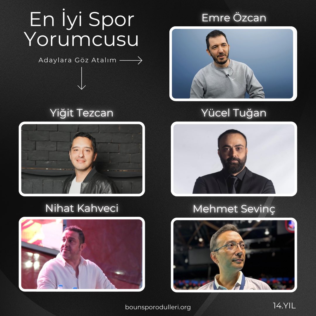 SportsCommittee's tweet photo. 14. Boğaziçi Üniversitesi Spor Ödülleri Oylaması devam ediyor! 📣

Bu yılın en iyi spor yorumcusu adayları için kaydır, favorini belirle, sporun enlerini belirlemek için sen de oyunu kullan!

Oylama linki bio’da. https://t.co/vnG9bEtJYw