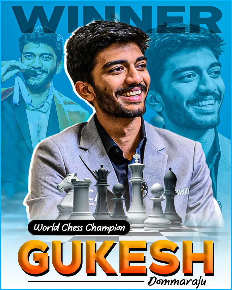 ANKIT8623's tweet photo. Gukesh Dommaraju - World Chess Champion 🏆 | Congratulations 🎉@gukesh.official | Design By Ankit Graphics #photoshopexpress #photoediting #photoshop #corel https://t.co/m0XGOrGjKR