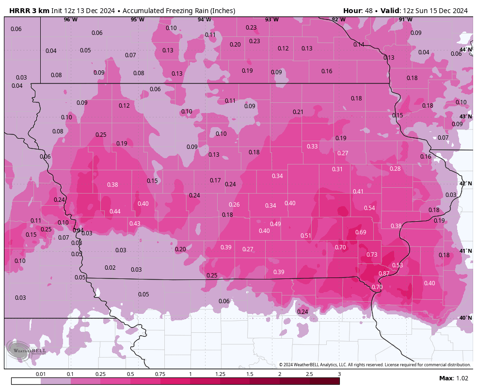 ryanhallyall's tweet photo. Eastern Iowa bracing for dangerous ice storm tonight - up to 0.3 inches of ice expected with 30mph winds. Power outages likely and travel nearly impossible through Saturday afternoon in Cedar Rapids area.

I've got a video coming out soon talking about this AND the next storm! https://t.co/p0xeabgmA7