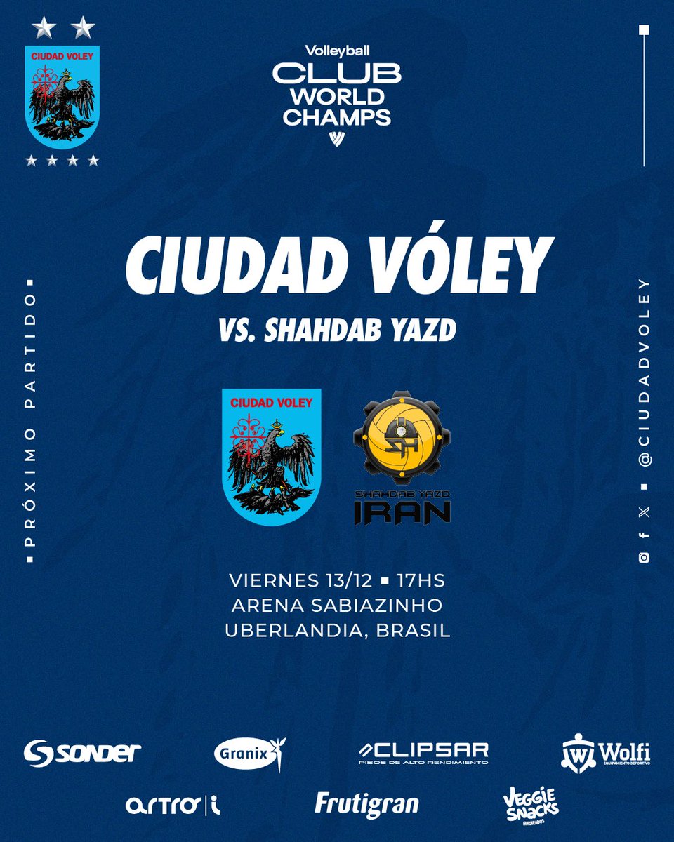 CiudadVoley's tweet photo. #MenCWCH ¡Último partido de la Fase de Grupos! 💪🏻
🏐 Ciudad 🆚 Shahdab Yazd
🗓️ Viernes 13/12
⏰ 17hs
🏟️ Arena Sabiazinho
📺 https://t.co/xf9GwNdRHS
¡Vamos con todo, equipo! 🔥
#VamosMuni https://t.co/hhxLQEBn8N
