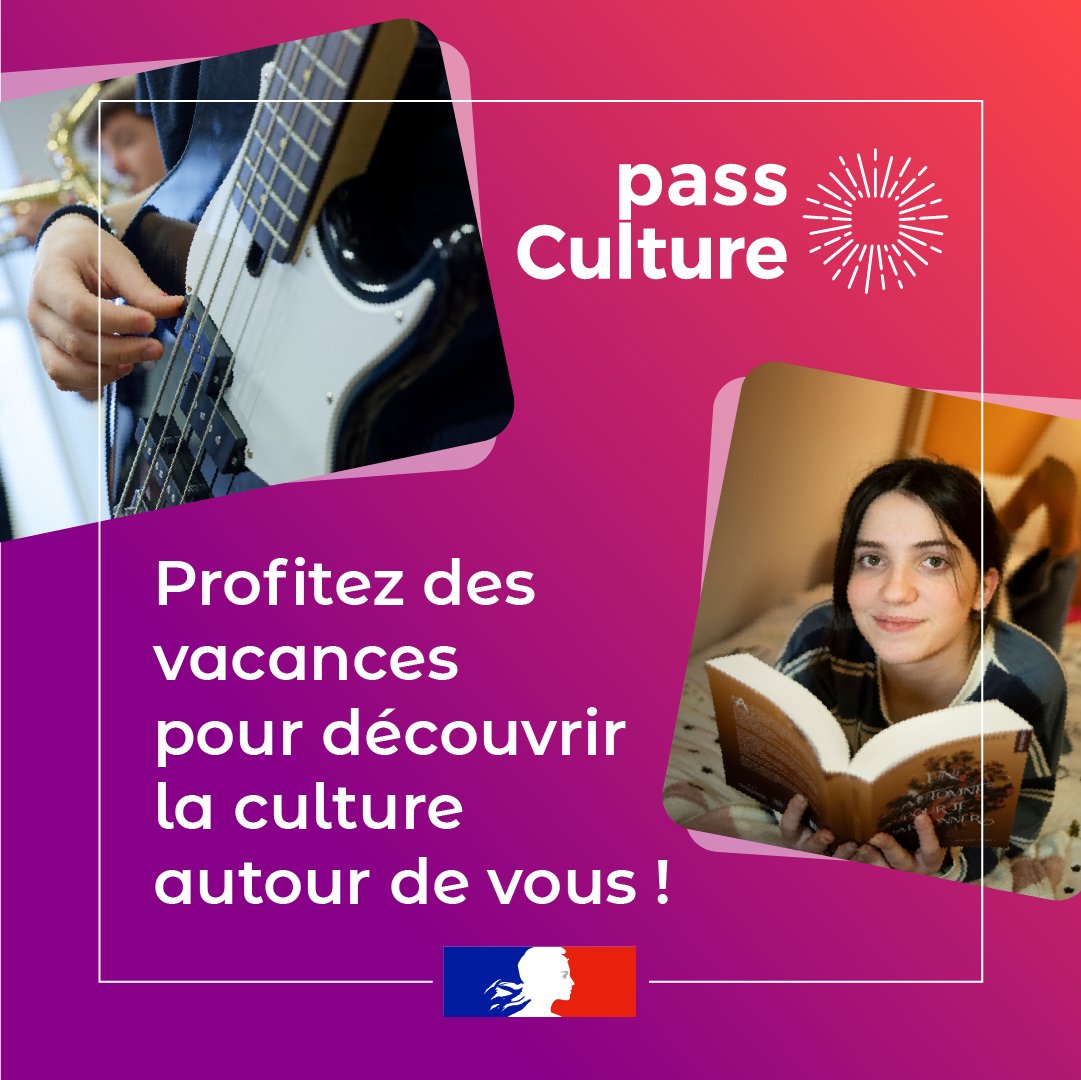 Ministère Éducation nationale (@education_gouv) on Twitter photo Le <a href="/pass_Culture/">pass Culture</a> : pour l’accès aux arts vivants pour tous avec des crédits pour des activités comme le cinéma, les concerts, les livres et bien plus !
Vous avez entre 15 et 18 ans, profitez des vacances pour découvrir une expérience culturelle 🎭
👉 education.gouv.fr/un-pass-cultur… Le <a href="/pass_Culture/">pass Culture</a> : pour l’accès aux arts vivants pour tous avec des crédits pour des activités comme le cinéma, les concerts, les livres et bien plus !
Vous avez entre 15 et 18 ans, profitez des vacances pour découvrir une expérience culturelle 🎭
👉 education.gouv.fr/un-pass-cultur…