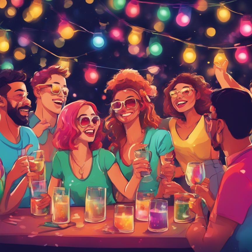 munozvic's tweet photo. #busy #night #party, people #drinking, #laughing, dancing, colorful lights, upbeat music, #festive decorations, joyful atmosphere, diverse group, #clinking glasses https://t.co/1kG0jmj6mm