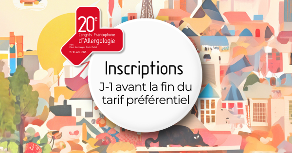 SocieteSfa's tweet photo. Dernière chance de profiter du tarif préférentiel pour s’inscrire au #CFA2025
👉 Inscrivez-vous dès aujourd’hui 
 https://t.co/gi9czEWpAt
#allergologie #allergie #congres #tarifpreferentiel https://t.co/uWKVaK15Cf