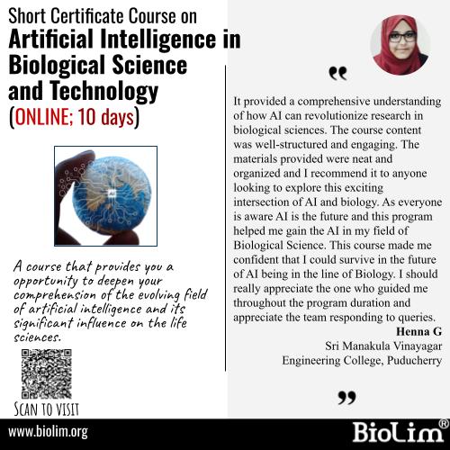 biolimcst's tweet photo. Want to know how this short certificate course on artificial intelligence in biological science and technology will be? Read what a learner said.

To know more about the course click here:
https://t.co/kPDgVjDMEY

#artificialintelligence #machinelearning #certificatecourse https://t.co/ZMDWHTSxW2