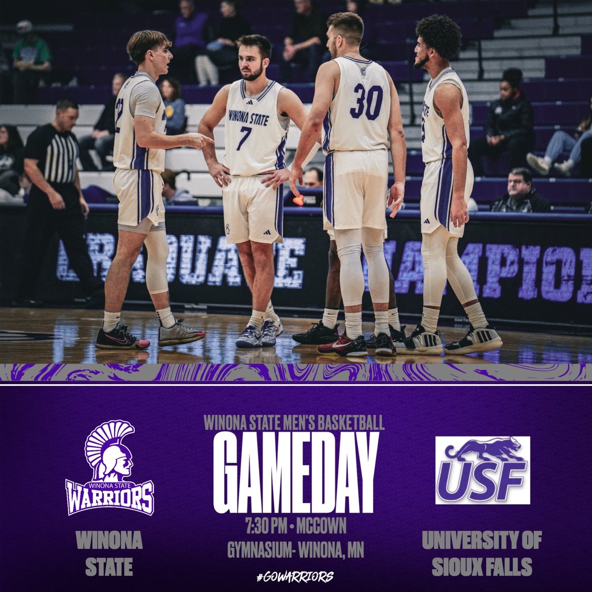 Good to be back home! Warriors take on University of Sioux Falls tonight at 7:30pm in McCown Gymnasium!