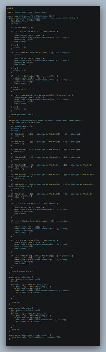 _Bikash_Singh's tweet image. I just completed &quot;Garden Groups&quot; - Day 12 - Advent of Code 2024 adventofcode.com/2024/day/12 #AdventOfCode 

Advent of Chaos: Where code readability goes to die 🎄🔥.