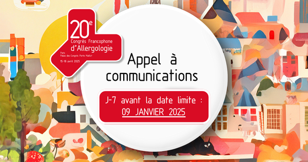 SocieteSfa's tweet photo. J-7 avant la fin de l'appel à communications pour le #CFA2025
Partagez vos recherches, enrichissez le programme scientifique, et saisissez cette opportunité de briller devant la communauté allergologique.
👉 Soumettez dès maintenant
https://t.co/tCufzhbOAD https://t.co/QxO2Rd92B9