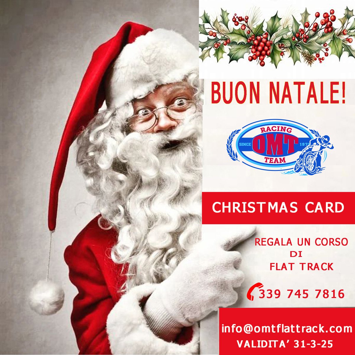 omtflattrack's tweet photo. Questo Natale regala una "CHRISTMAS CARD" e dona un corso di Flat Track. Scopri come acquistarla al 339 745 7816.  #omtflattrack #regalonatale #DonoNatalizio #flattrack #Regalo #DonoNatalizio https://t.co/Xv0y4AvZ1Q
