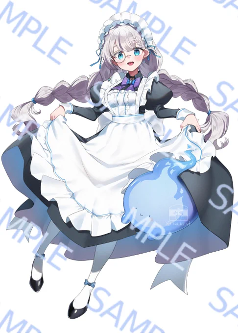 【お仕事報告】後世ふゆうちゃんのグッズ用のメイド服のよちゃん描かせていただきました!コラボフードのオムライスの色が・・すっごい! 