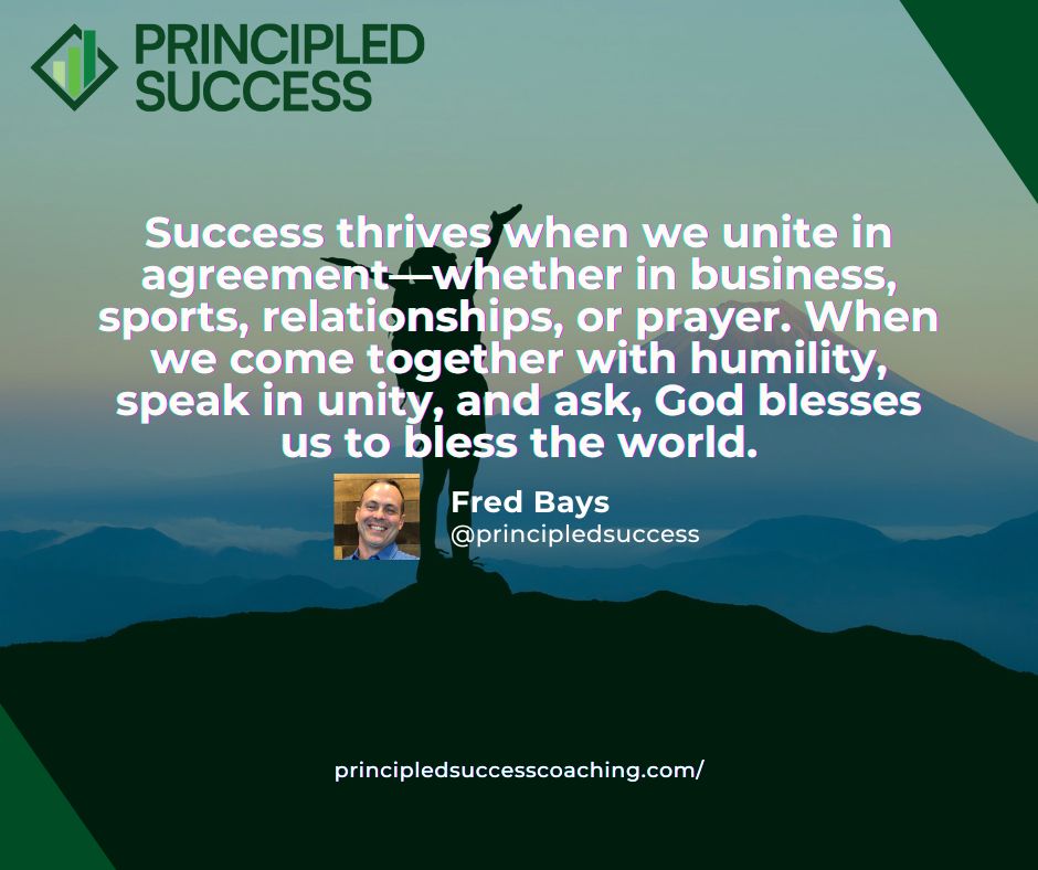 Success begins with unity. Whether in business or life, aligning goals and working together opens the door for greater blessings. 

Are you building partnerships that thrive? 🤝✨ 

#BusinessCoach #LifeCoach #SuccessTips #TeamworkMakesTheDreamWork #LeadershipMatters #FredBays